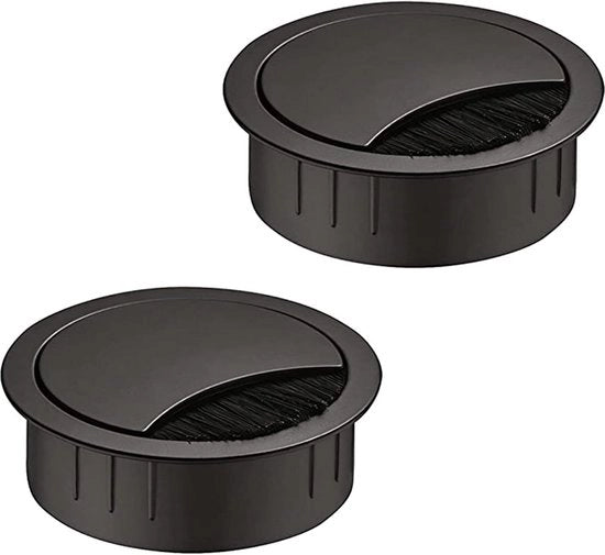 Cavo di passaggio per scrivania in metallo nero - 60 mm - 2 pezzi - tavolo da ufficio camper