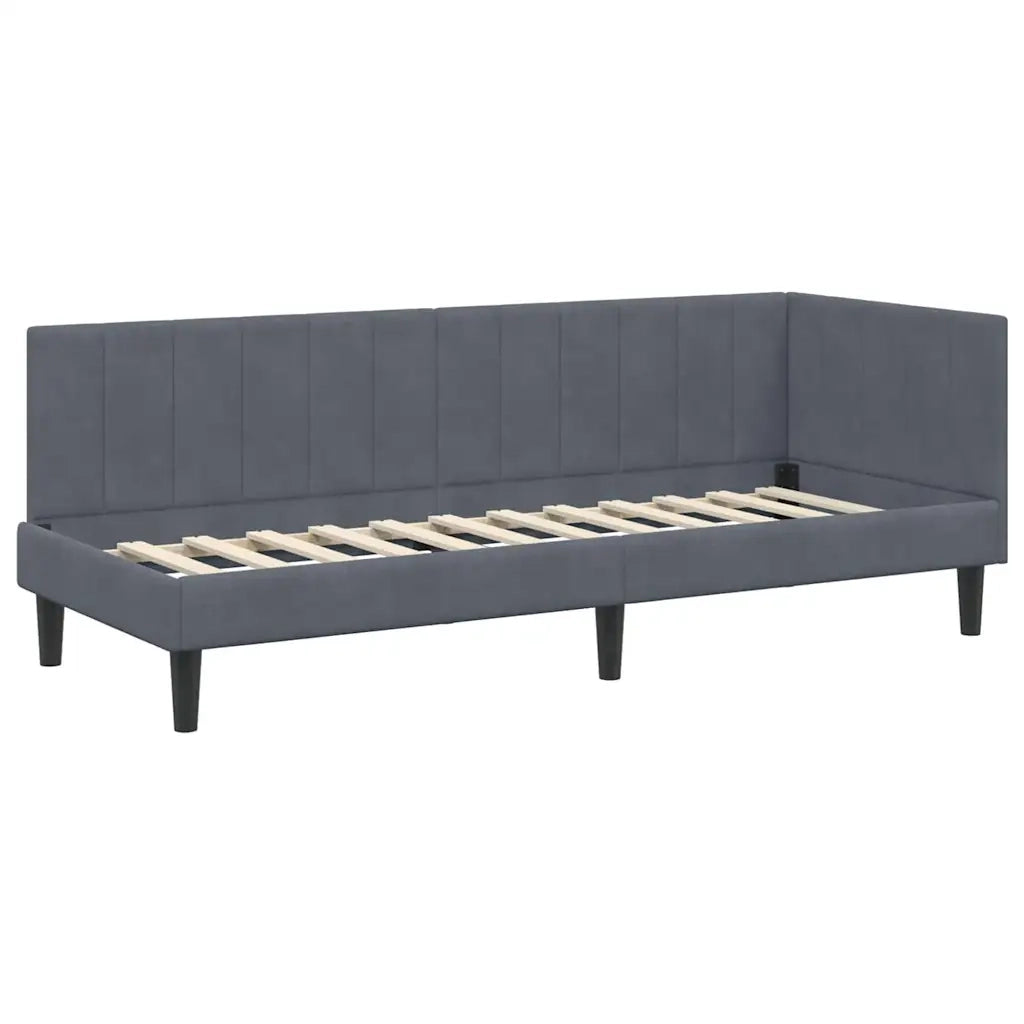 Cornice del letto ad angolo Grigio scuro 80 cm x 200 cm Velluto 42016329