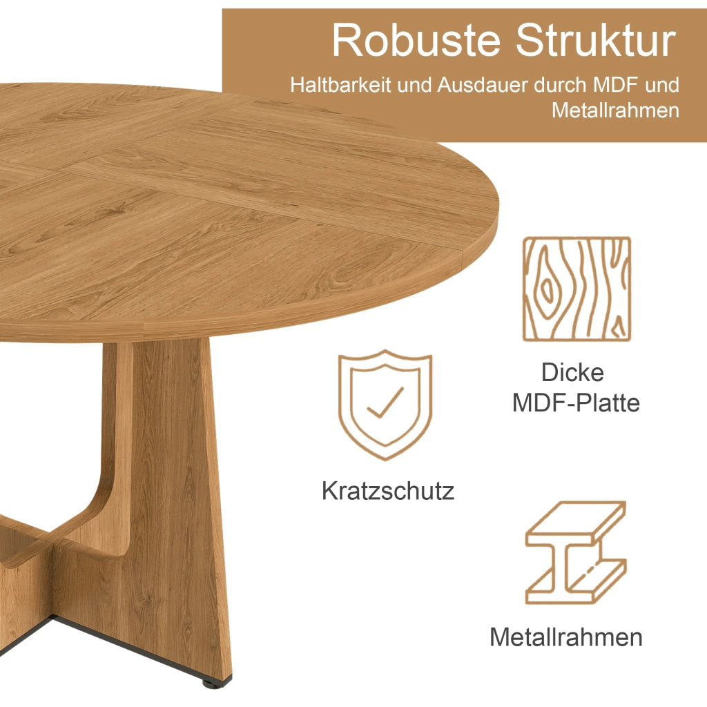 TAVOLO ROTONDO 120 cm Rovere in MDF per 4-6 persone
