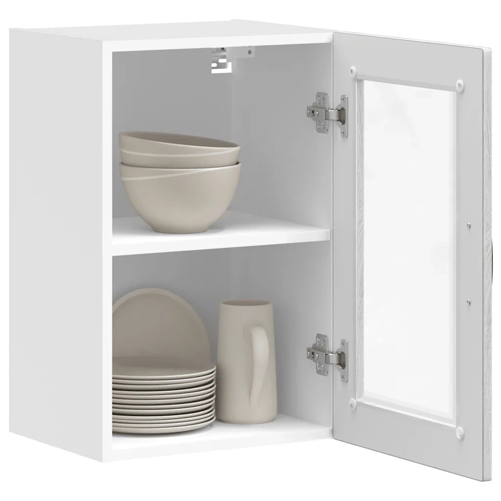 Pensile da Cucina con Porta in Vetro Porto Grigio Sonoma 854013
