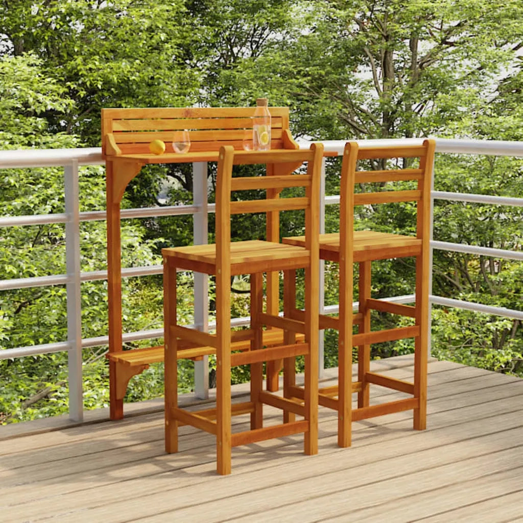 Set da Bar per Balcone 3 pz in Legno Massello di Acacia cod mxl 42631