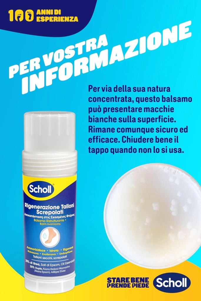 SCHOLL BALSAMO STICK RIPARATORE PER TALLONI SCREPOLATI IDRATA E RIPARA 25% DI UREA SALI DI EPSOM E OLI ESSENZIALI