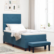 Letto blu scuro con materasso e panca 80x200 cm in velluto