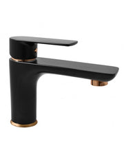 Miscelatore lavabo VLTAVA in ottone placcato oro nero senza sifone