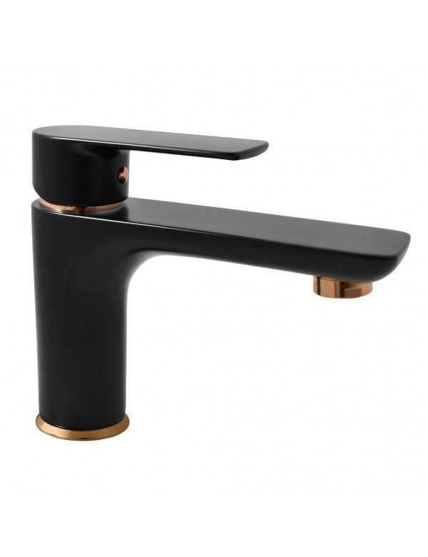 Miscelatore lavabo VLTAVA in ottone placcato oro nero senza sifone