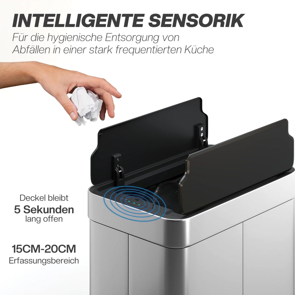 Cestino Intelligente ¨C zephmum ¨C 55 L, Apertura Automatica, Acciaio Inossidabile