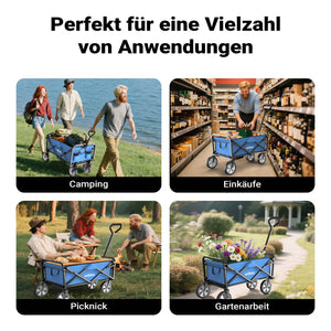 Carretto a mano pieghevole, max 68 kg, tessuto impermeabile blu, Carrello