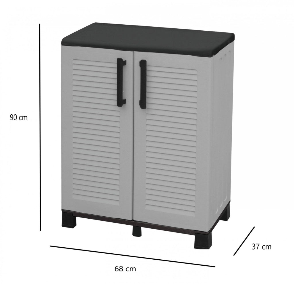 Mobile da Giardino Anthony, Armadio da Esterno un Ripiano Made in Italy, 68x37x90h cm Grigio Chiaro