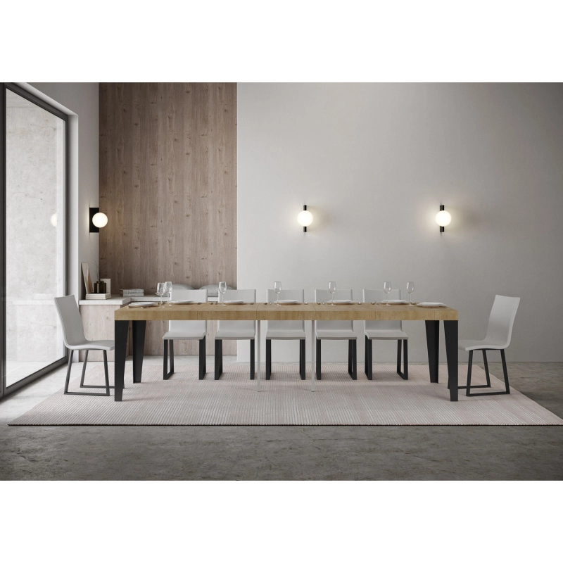 Consolle allungabile 90x40/196 cm Flame Premium telaio Antracite - Quercia Natura