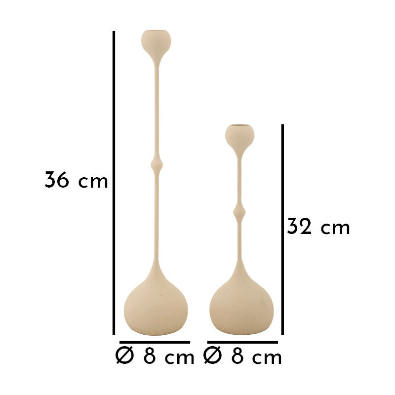 Porta Cand Slimmy Crema Set 2 Pz cm ø 8x26-8x37