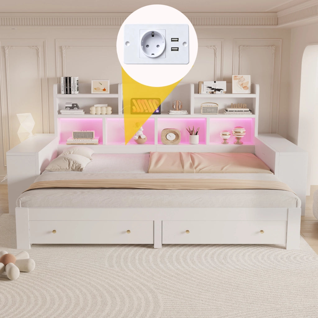 divano letto multifunzione mdf bianco 115 x 230 cm