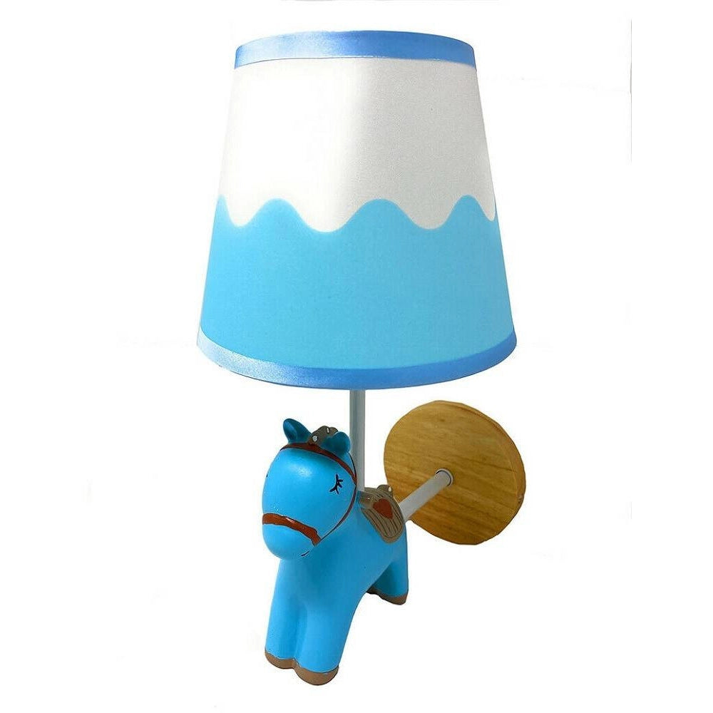 Trade Shop - Applique A Muro Cameretta A Forma Di Cavallo In Resina E27 Lampada Muro Lume E49 - Blu