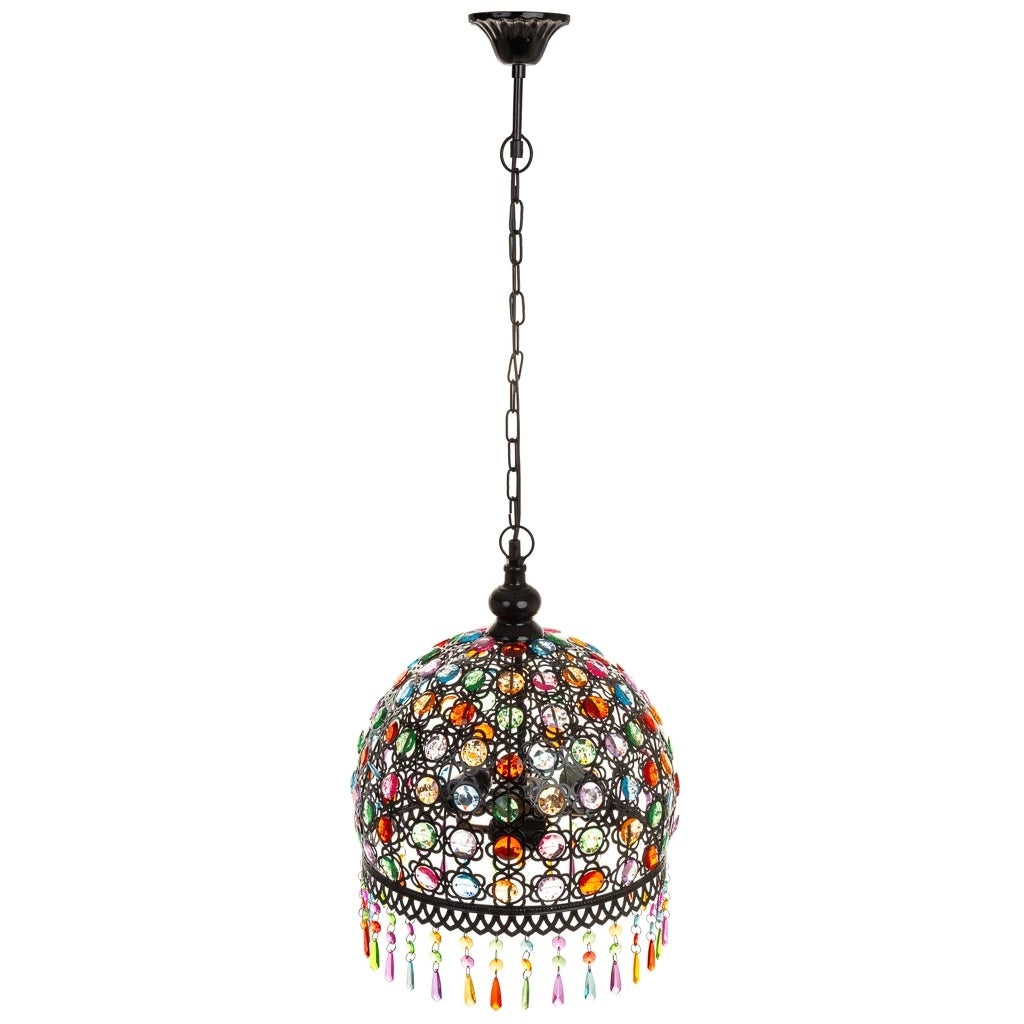 Lampada in metallo con perline in cristallo acrilico 33x33x65h cm