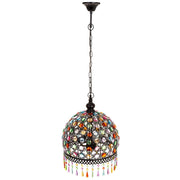 Lampada in metallo con perline in cristallo acrilico 33x33x65h cm