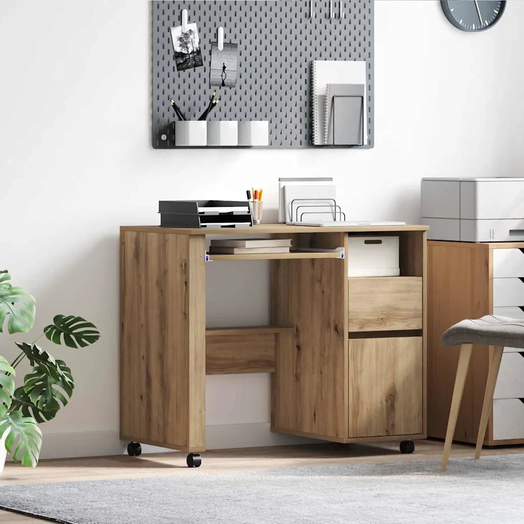 Scrivania con Ruote Rovere artigianale 91 x 50 x 77 cm 869537
