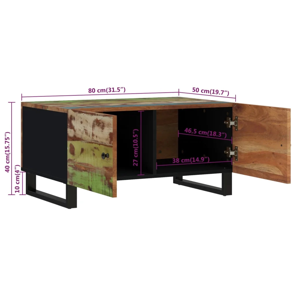 Tavolino Soggiorno 80x50x40 cm Massello Recupero e Multistrato cod mxl 9915