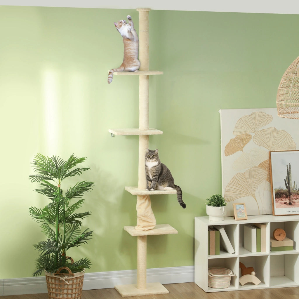 Tiragraffi per gatti ¨C zephmum ¨C 225-275 cm regolabile crema bianco