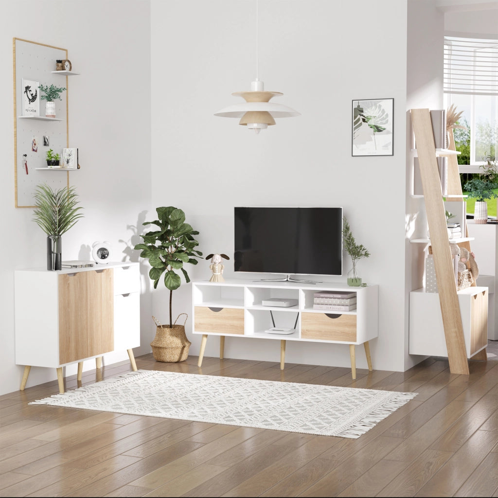 Armadio Multiuso con Cassetto e Ante in Legno Stile Nordico ¨C Zephmum ¨C 90x30x72