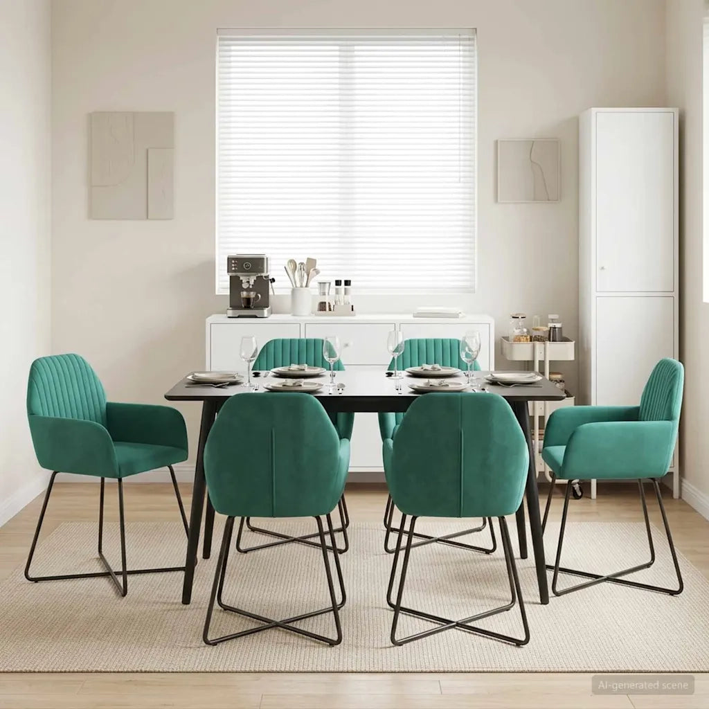 Sedie da pranzo 6 pcs Velluto (V) Turchese 55 x 50 x 84 cm 3428391