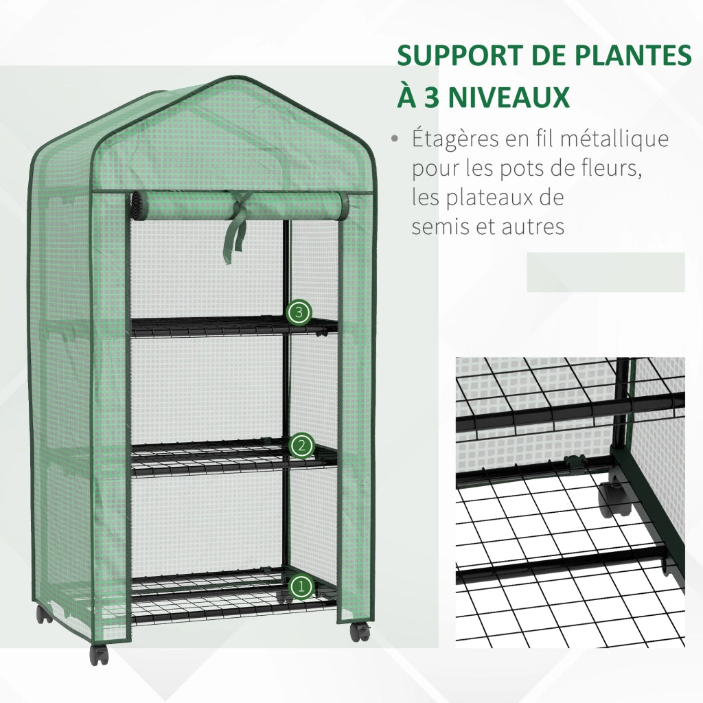 Serra da giardino con 3 ripiani ¨C zephmum ¨C verde 69x49x130 cm