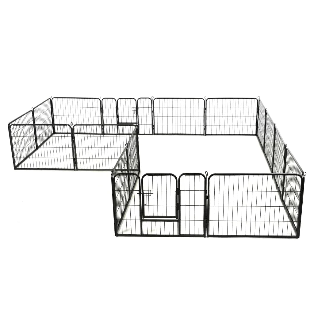 Recinto per cani 16 pannelli in acciaio 60 x 80 cm nero 02_0043653