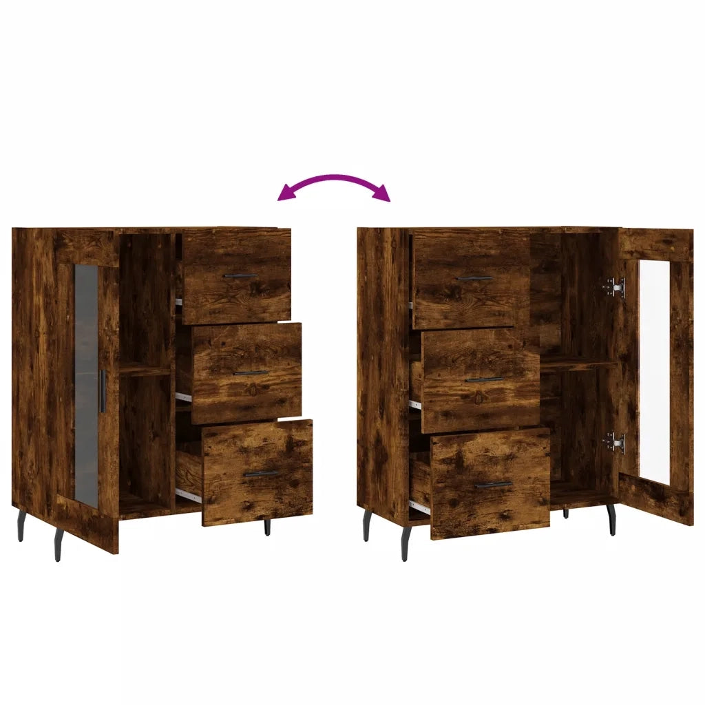 Credenza Rovere Fumo 69,5x34x90 cm in Legno Multistrato 828065