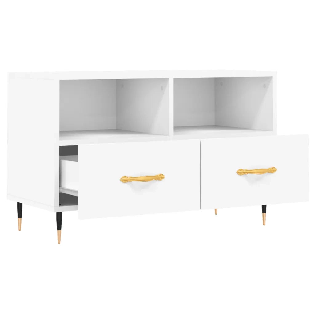 Mobile Porta TV Bianco 80x36x50 cm in Legno Multistrato 828948
