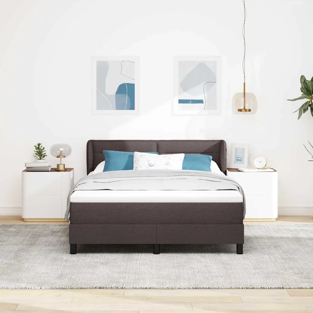 Letto a molle con materasso Marrone Scuro 140 x 200 cm Tessuto 3339964