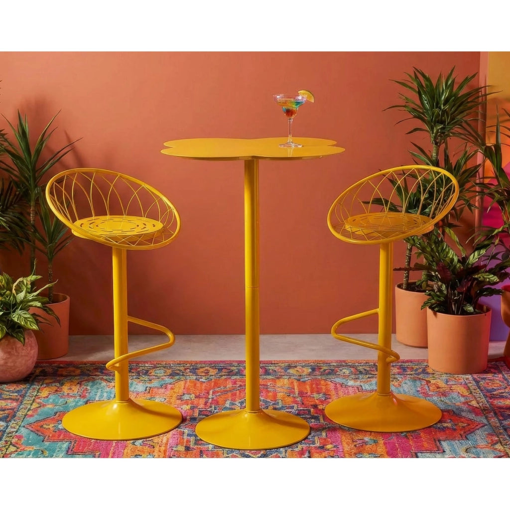 Sgabello bar Clox in metallo color senape