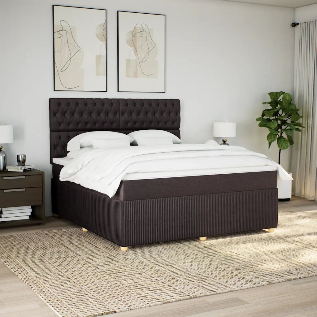 vidaXL Giroletto a Molle con Materasso Marrone Scuro 180x200cm Tessuto
