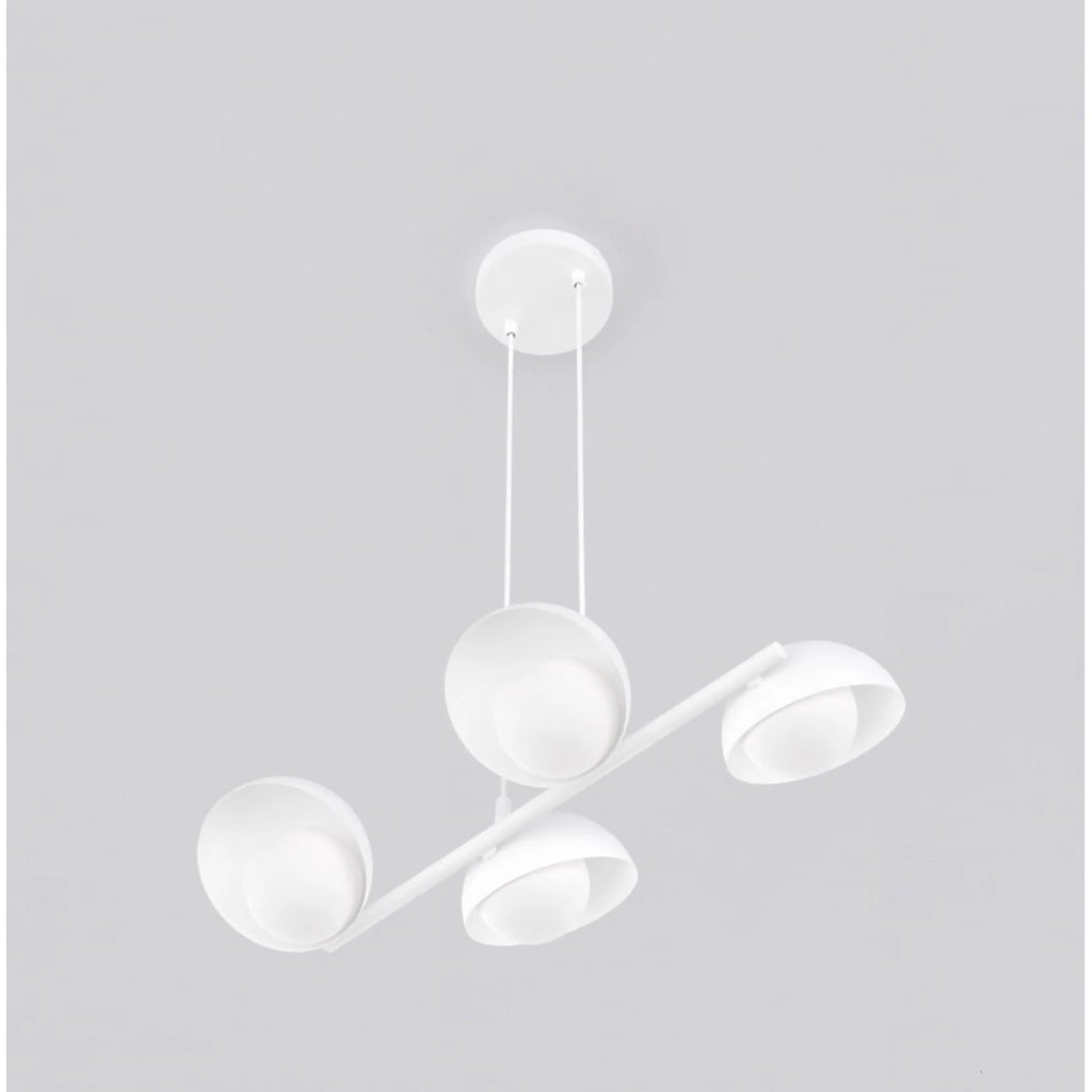 Lampada a sospensione BOOM a quattro luci in acciaio bianco opaco