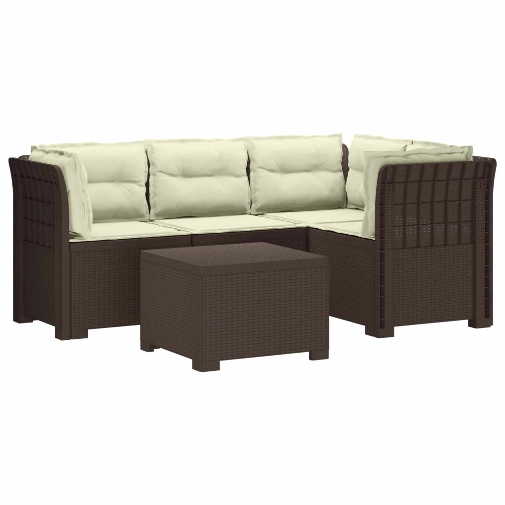 Divano da giardino 4 posti con cuscini aspetto rattan PP 3444018