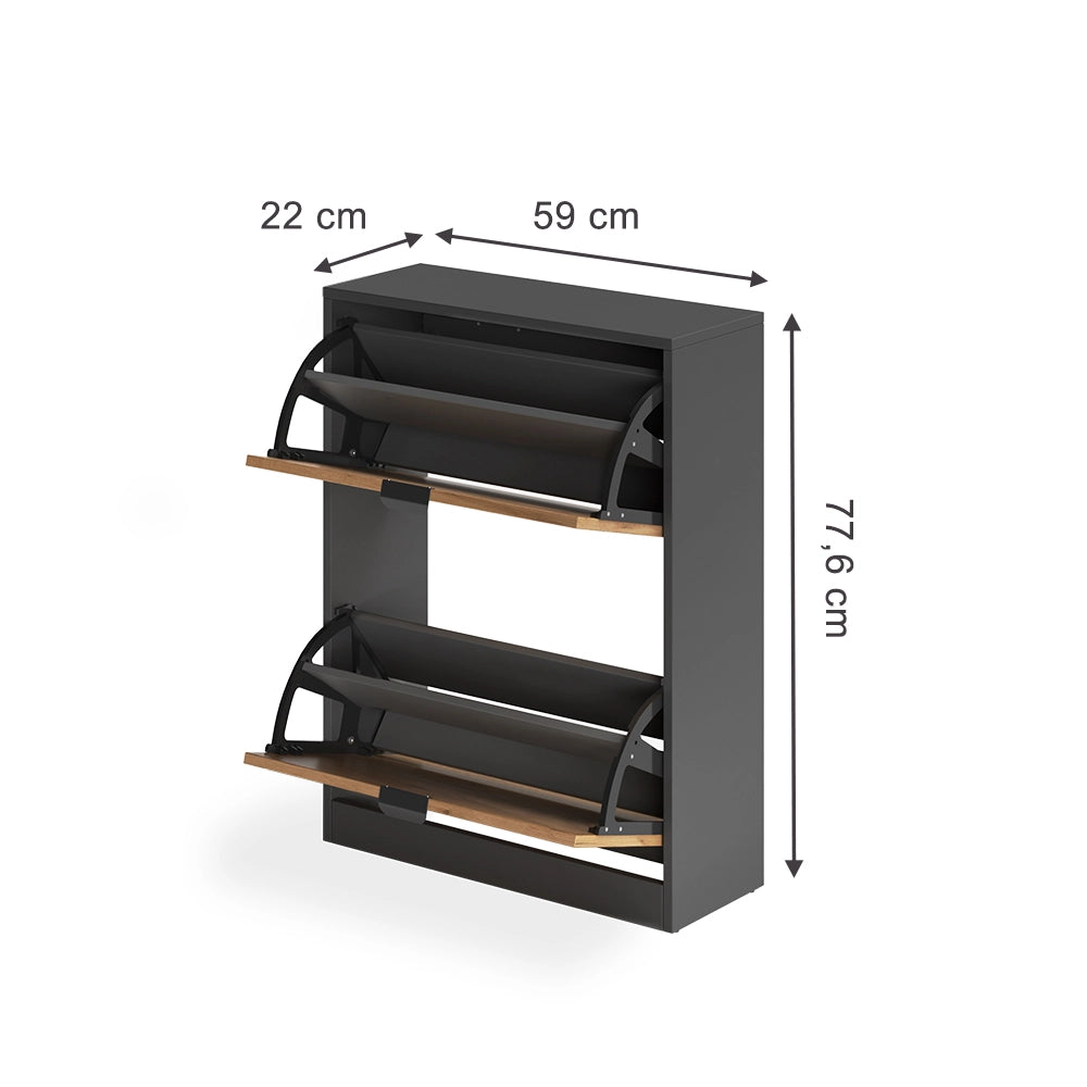 Scarpiera da ingresso Gizmo Rovere dorato/Antracite 59 x 77.6 cm con 2 scomparti Vicco