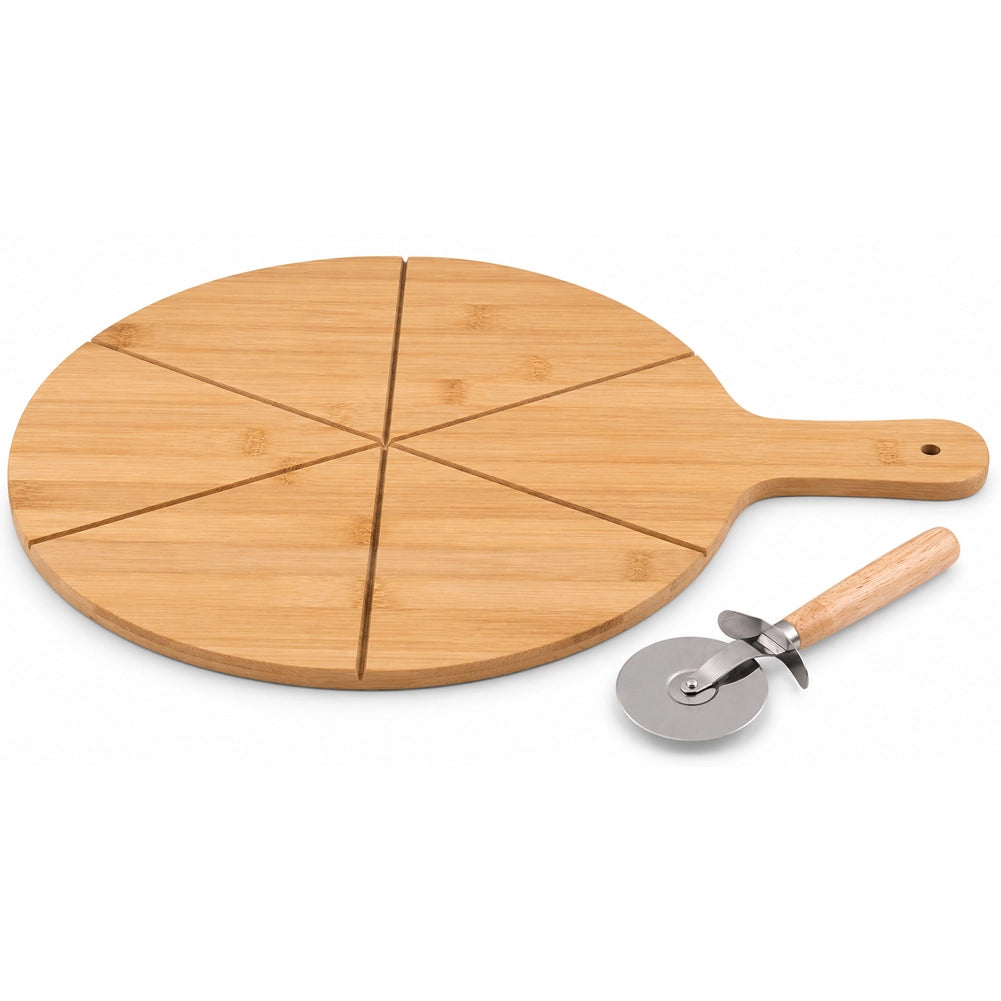 Tagliere per Pizza con Coltello Taglierina con Rotella Accessori da Tavola 34 cm