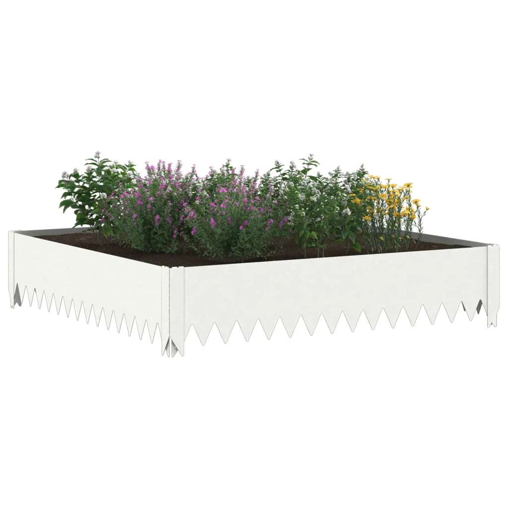 Bordura per Prato 4 pz 100 x 100 x 20 cm Acciaio Bianco 8008962