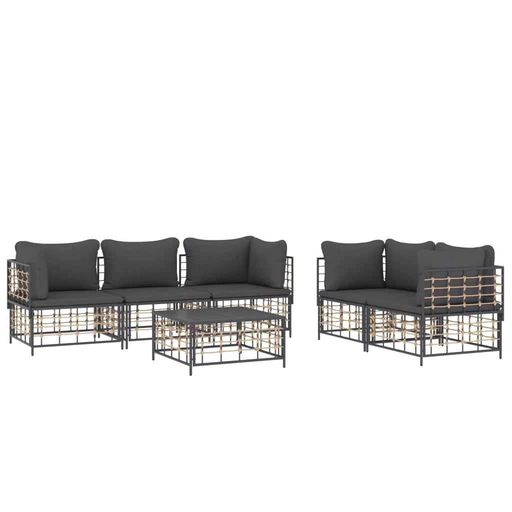 Set Divani da Giardino 6 pz con Cuscini Antracite in Polyrattancod mxl 101233
