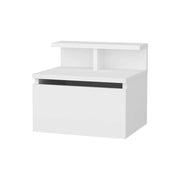 Comodino Auring, Comò basso, Tavolino da notte, Mensola da letto, 40x32h35 cm, Bianco