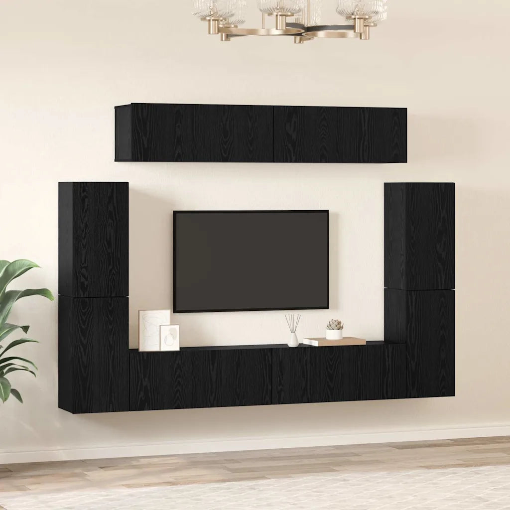 Set mobile TV 8 pcs Rovere nero Legno multistrato 3393325