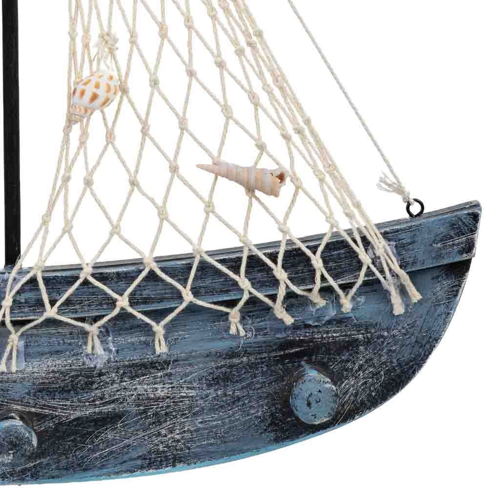 Appendiabiti in legno a forma di barca con 2 ganci, blu, 35x4,5x39h cm