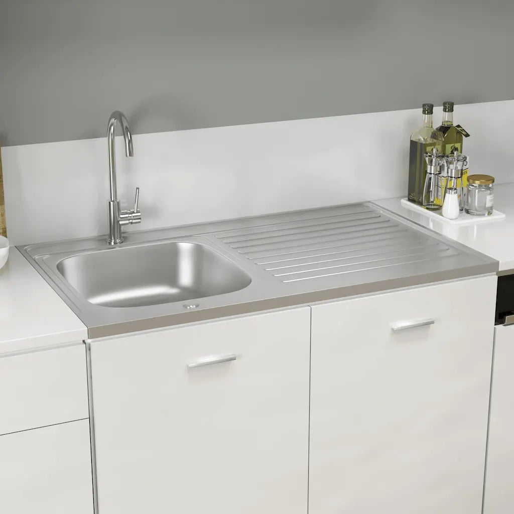 Lavello Cucina e Scolapiatti Argento 1000x600x155 mm in Acciaio cod mxl 51783