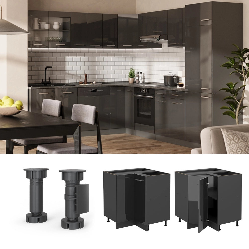 Mobile ad angolo cucina R-Line Antracite lucido/Antracite 75.6 cm senza piano di lavoro Vicco
