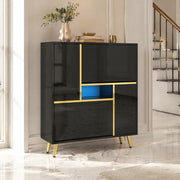 Scarpiera nera con frontale lucido; LED a 16 colori; 80 x 25 x 96 cm in truciolare