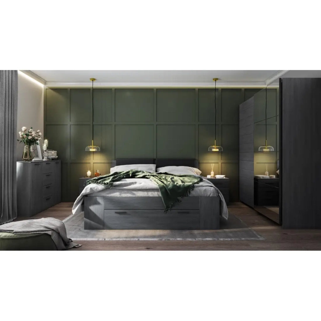 Comodino FLOYD – 3 cassetti – Effetto legno grigio
