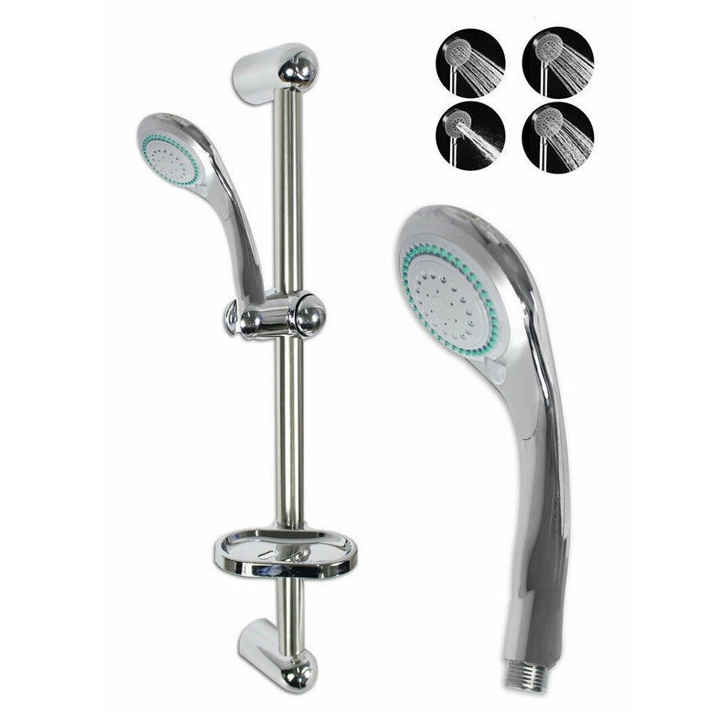 Trade Shop - Saliscendi Doccia Con Soffione Doccetta Multigetto Asta Con Portasapone 69132 -