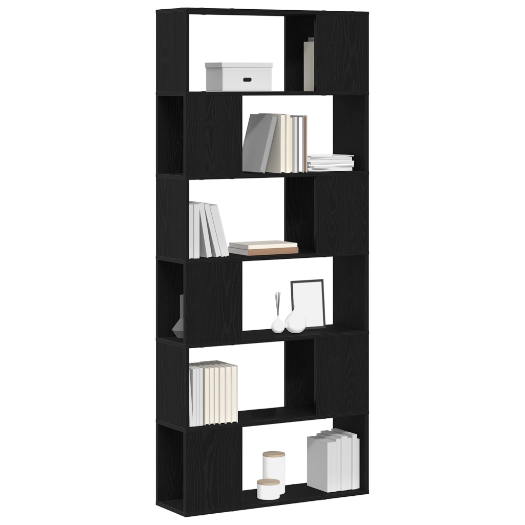 Scaffale  Nero Rovere 80x24x186 cm Legno ingegnerizzato