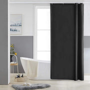 Gordino per doccia angolare e vasca piccola, tessuto di poliestere, impermeabile, schiuma repellente e lavabile, nero, 80 x 180 cm, con 6 anelli per cordino.
