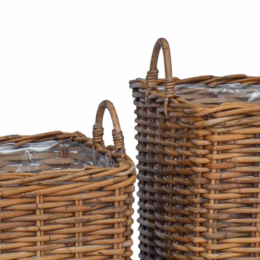 Cestino per Piante con archiviazione 2 pcs Marrone Rattan Lacak 42020970