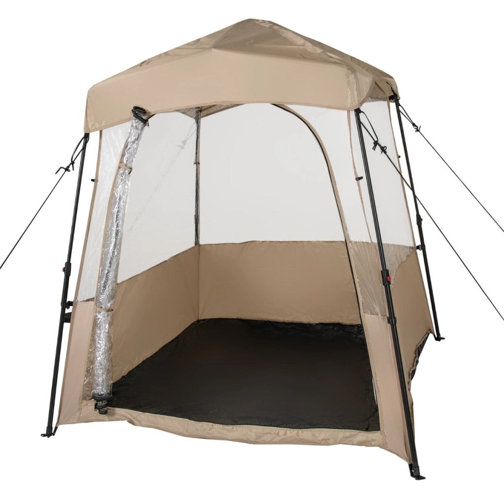 Tenda sportiva pop up con borsa da trasporto, Tenda a bolla portatile in PVC trasparente per pesca e campeggio 183 cm Marrone-Tende