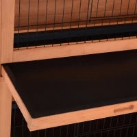 Recinto su piedi gabbia coniglio doppio livello vassoi deiezioni scorrevoli 4 porte chiavistellate dim. 137L x 50l x 93H cm legno massiccio pineto tetto bituminoso verde