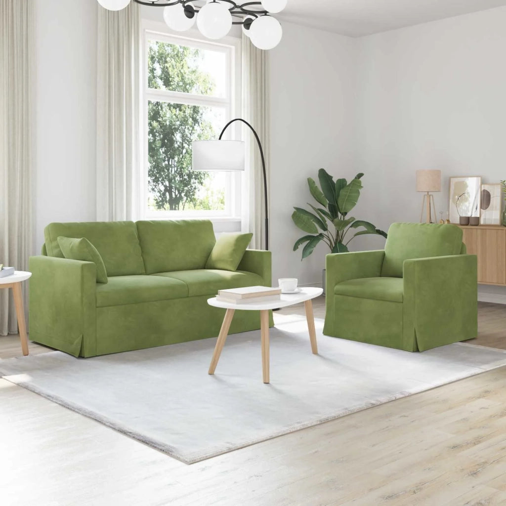Set di divani 2 pcs Verde chiaro 158 x 78 x 80 cm Velluto